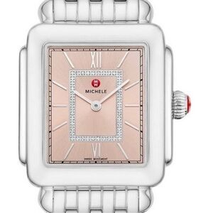 Stunning Michele Silver Watch with Pink Dial